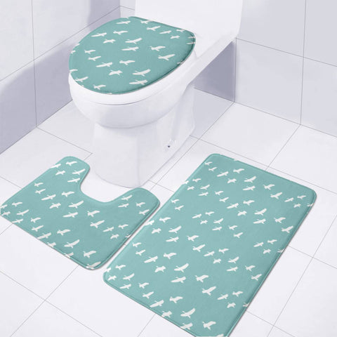 Image of Birds Flying Graphic Silhouette Pattern Toilet Three Pieces Set