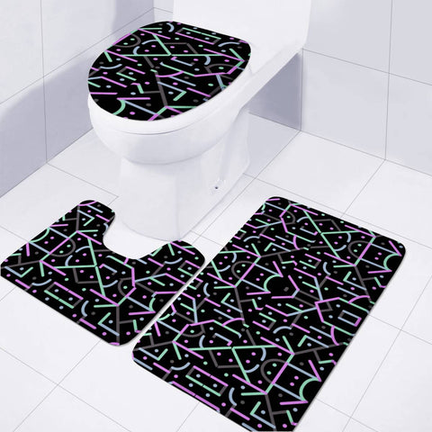 Image of Futuristic Linear Geometric Pattern Toilet Three Pieces Set