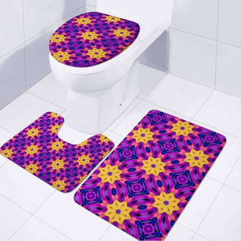 Image of Purple Psy Floral Toilet Three Pieces Set