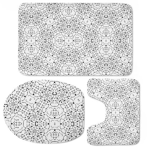 Image of Black And White Modern Ornate Pattern Toilet Three Pieces Set