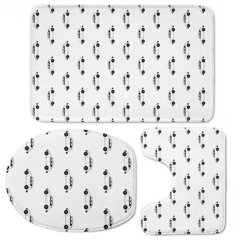 Image of Vintage Car Motif Graphic Pattern Toilet Three Pieces Set