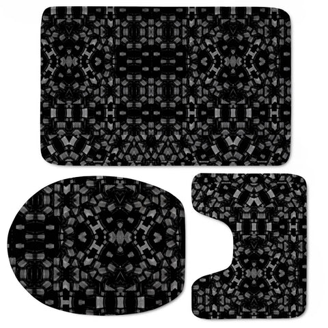 Image of Black And White Tech Pattern Toilet Three Pieces Set