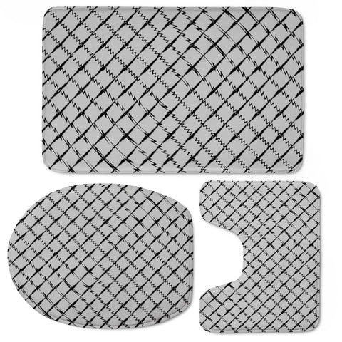 Image of Pattern Abstrait Carreaux Noir/Gris Toilet Three Pieces Set