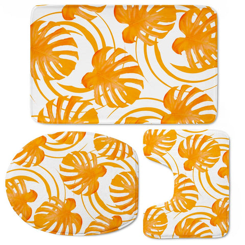 Image of Monstera Obsession Creamsicle Toilet Three Pieces Set