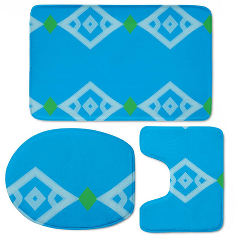 Image of Diamond Shapes On Blue Toilet Three Pieces Set