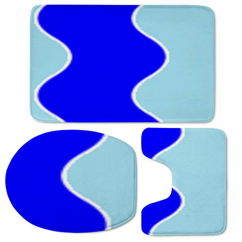 Image of Blue Water Waves Toilet Three Pieces Set