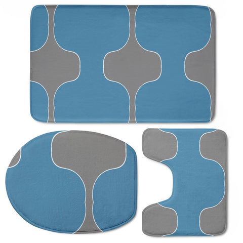 Image of Blue And Gray Gap Pattern Toilet Three Pieces Set