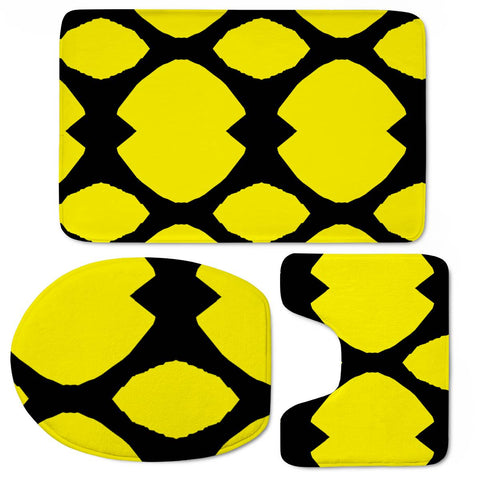 Image of Yellow And Black Pattern Toilet Three Pieces Set