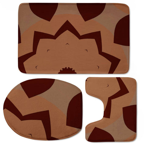 Image of Dark And Light Brown Pattern Toilet Three Pieces Set