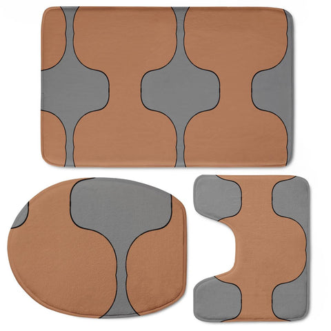 Image of Brown And Gray Gap Pattern Toilet Three Pieces Set