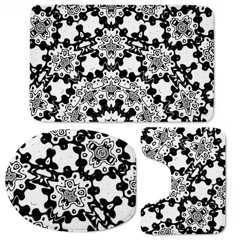 Image of Black And White Lace Print Toilet Three Pieces Set