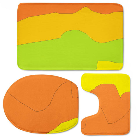 Image of Orange, Green And Yellow Pattern Toilet Three Pieces Set