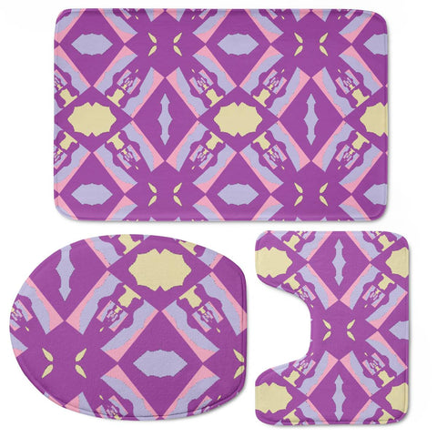 Image of Pink, Yellow And Purple Pattern Toilet Three Pieces Set