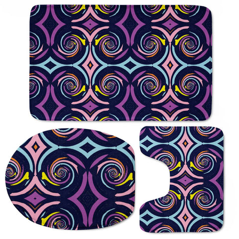 Image of Blue Colorful Swirls Pattern Toilet Three Pieces Set