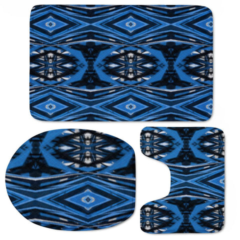 Image of Blue Tribal Print Toilet Three Pieces Set