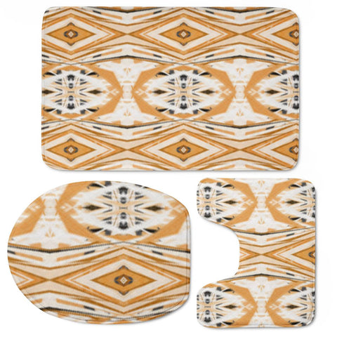 Image of Brown And White Tribal Print Toilet Three Pieces Set