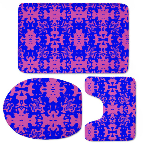 Image of Pink And Blue Pattern Toilet Three Pieces Set