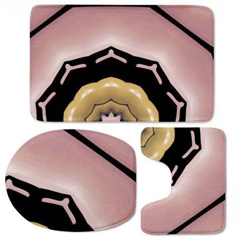 Image of Brown, Pink And Black Pattern Toilet Three Pieces Set