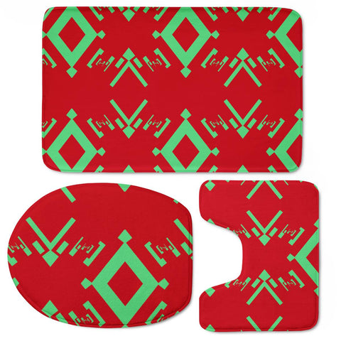 Image of Bright Green And Red Pattern Toilet Three Pieces Set