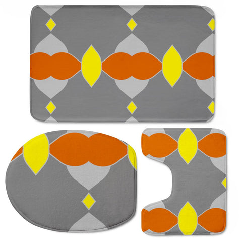 Image of Gray, Yellow And Orange Pattern Toilet Three Pieces Set