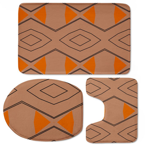 Image of Orange And Brown Patterned Toilet Three Pieces Set