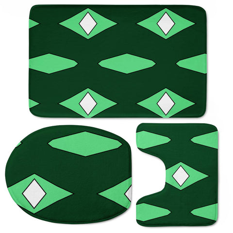 Image of White And Green Diamond Blocks Toilet Three Pieces Set