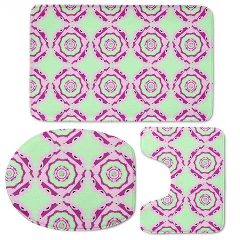 Image of Green And Pink Circles Pattern Toilet Three Pieces Set