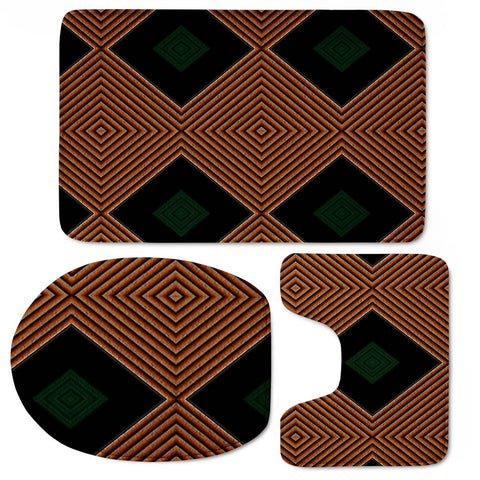 Image of Brown And Black Textured Pattern Toilet Three Pieces Set