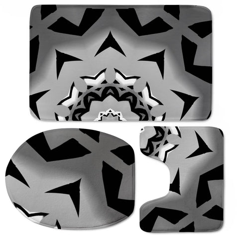 Image of Gray, Black And White Pattern Toilet Three Pieces Set