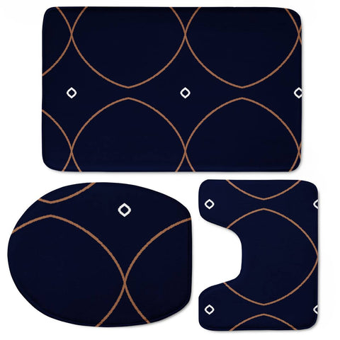 Image of Brown Lines On Navy Blue Toilet Three Pieces Set