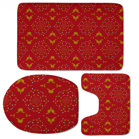 Image of Red And Yellow Pattern Toilet Three Pieces Set