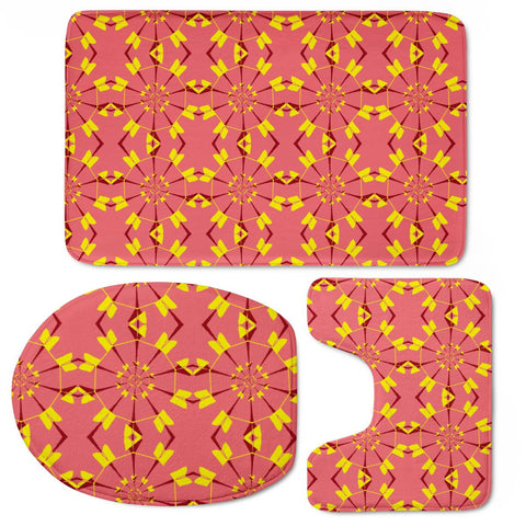 Image of Pink And Yellow Pattern Toilet Three Pieces Set