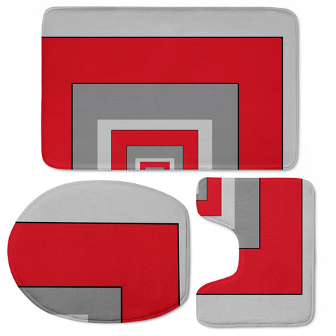 Image of Red And Gray Blocks Toilet Three Pieces Set