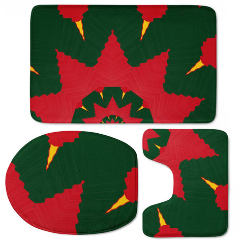 Image of Red And Green Design Toilet Three Pieces Set