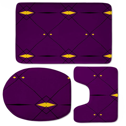 Image of Purple And Yellow Design Toilet Three Pieces Set