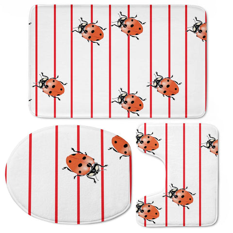 Image of Ladybugs Red Stripes Toilet Three Pieces Set