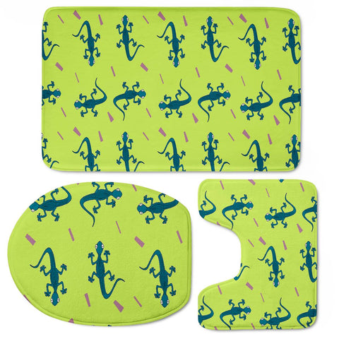 Image of Little Lizards On Green Toilet Three Pieces Set