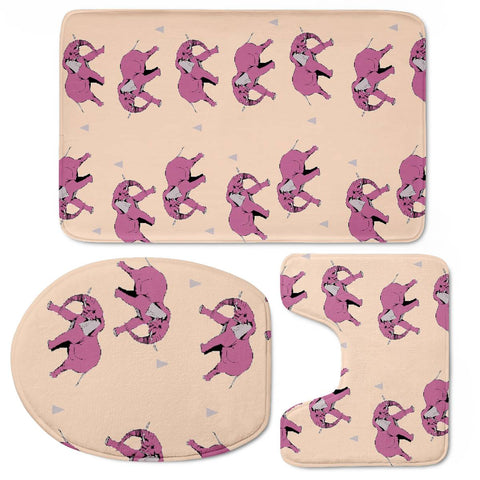 Image of Walking Pink Elephants Toilet Three Pieces Set