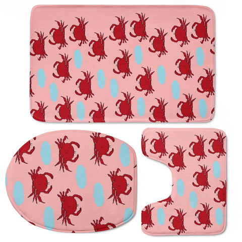 Image of Red Crabs And Water Pond Toilet Three Pieces Set