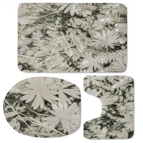 Image of Pale Tropical Floral Print Pattern Toilet Three Pieces Set