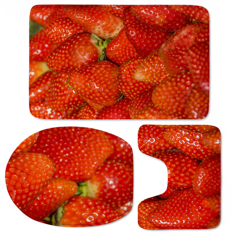 Image of Colorful Strawberries Photo Toilet Three Pieces Set