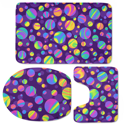 Image of Funky Rainbow Pattern Toilet Three Pieces Set