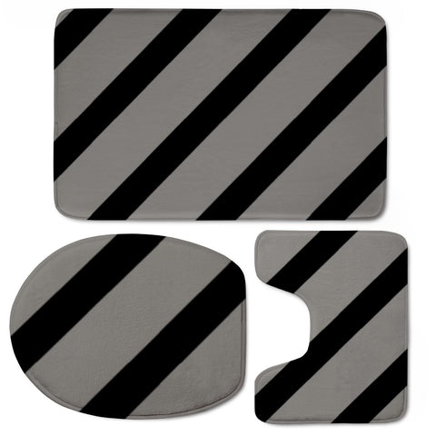 Image of Black And Gray Diagonal Lines Toilet Three Pieces Set