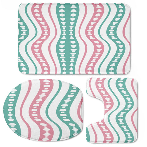 Image of Waving Lines Vivid Print Pattern Toilet Three Pieces Set