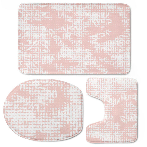 Image of Pattern Effet Blanc/Rose Clair Toilet Three Pieces Set