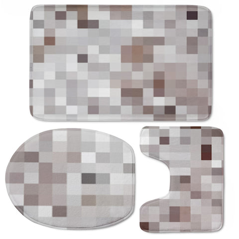 Image of Geometric Pixel Pattern Print Toilet Three Pieces Set