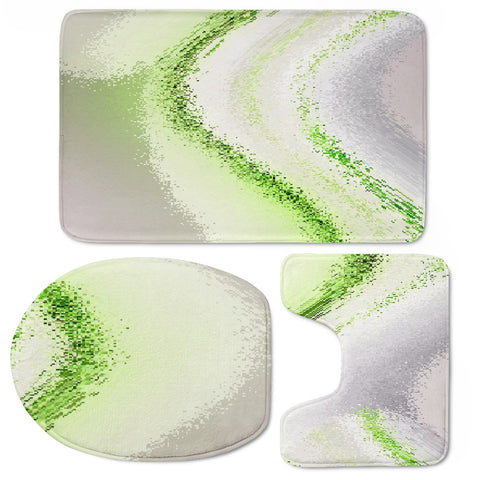 Image of Chevron Green Textured Toilet Three Pieces Set