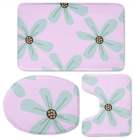 Image of Blue Floral Design Toilet Three Pieces Set