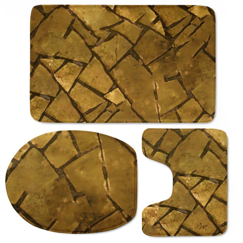 Image of Golden Mosaic Texture Pattern Toilet Three Pieces Set
