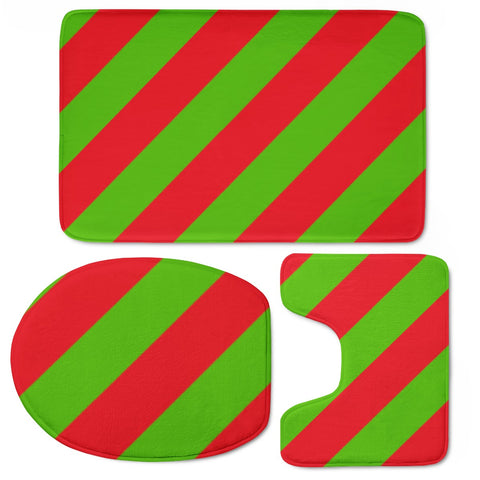 Image of Red And Green Stripes Toilet Three Pieces Set